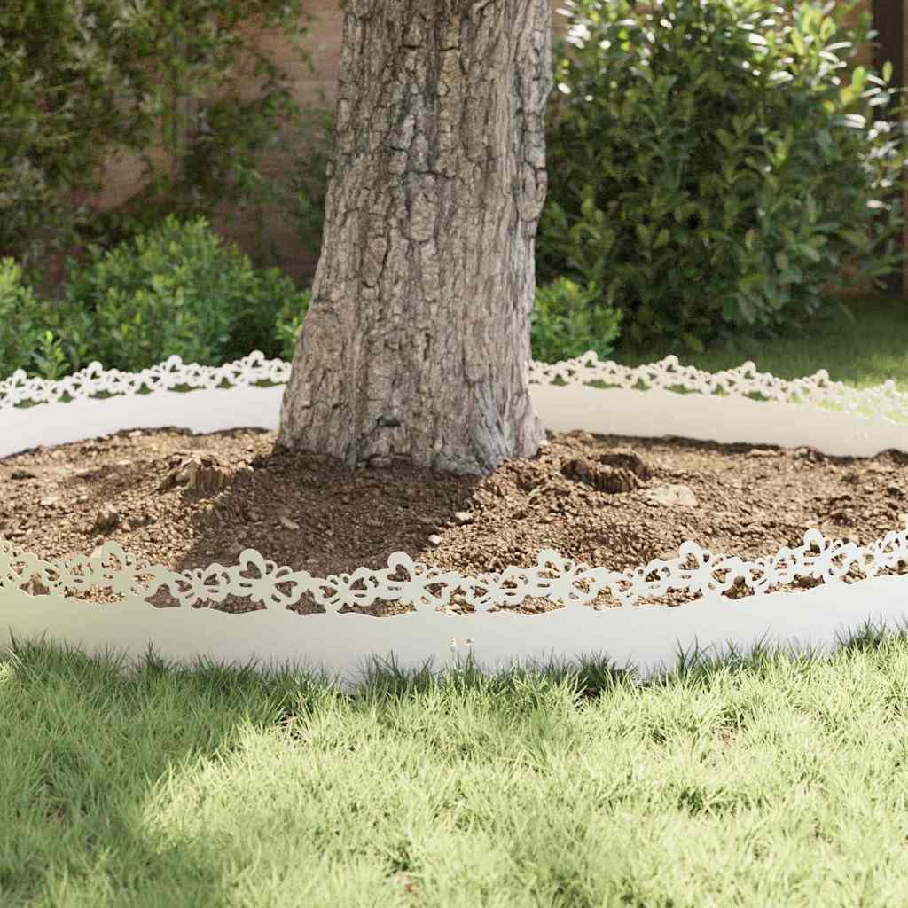Bordure de pelouse 10 pièces 103 x 0,05 x 22 cm Acier Blanc