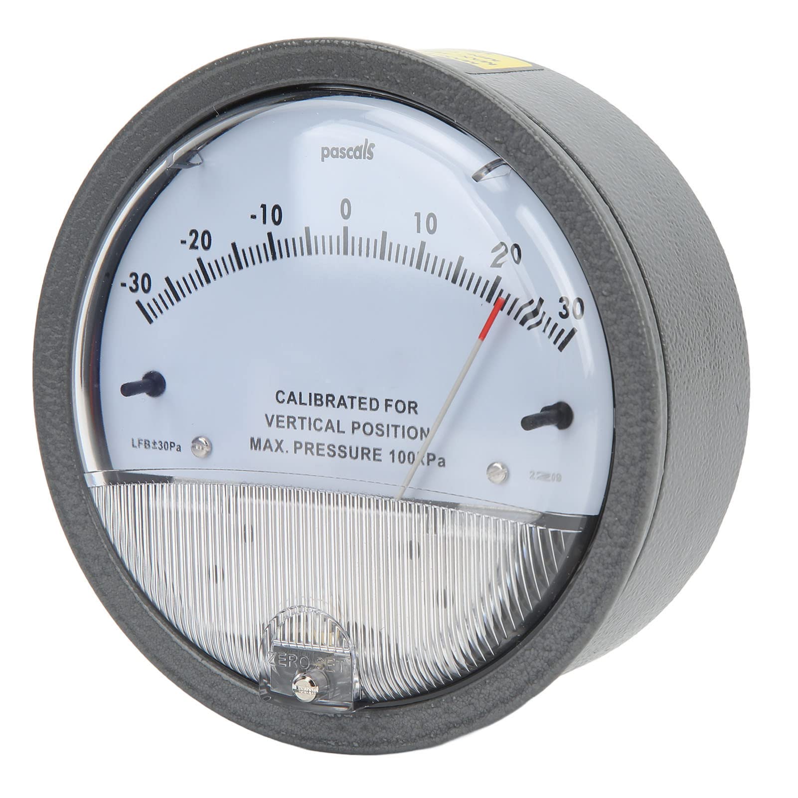 Manometro Differenziale con Puntatore, Alluminio, Rilevamento Pressione Differenziale, HVAC, Interfaccia 1/8 NPT, Grigio, Include Connettori e Adattatori