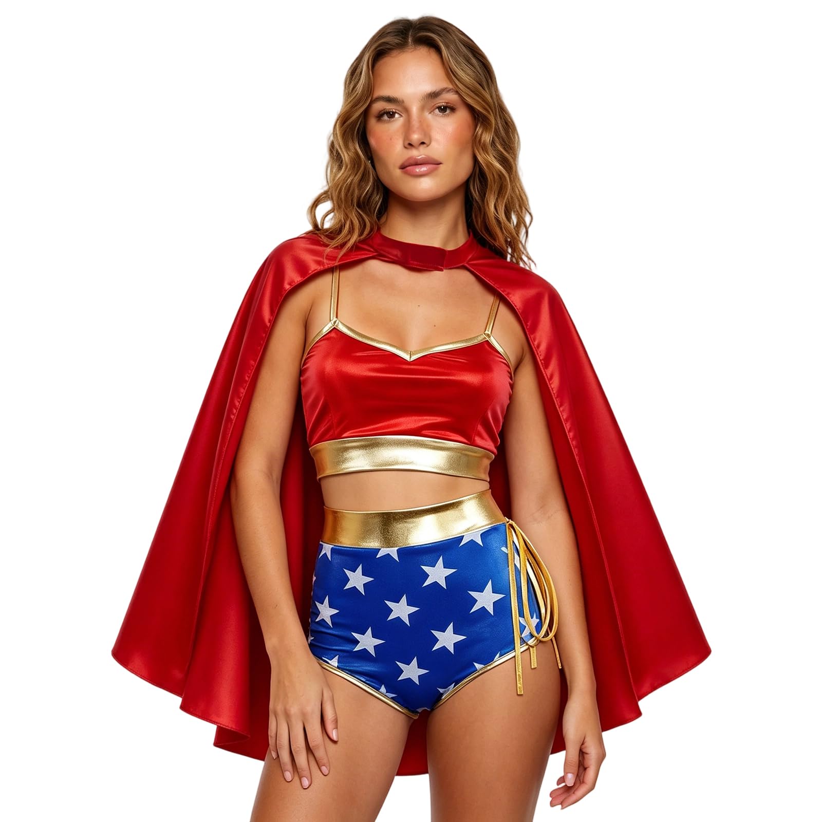 YOUDTIAN Women's Wonder Woman Costume Wonder Superhero Halloween Costume for Adults (A-Red, XL)