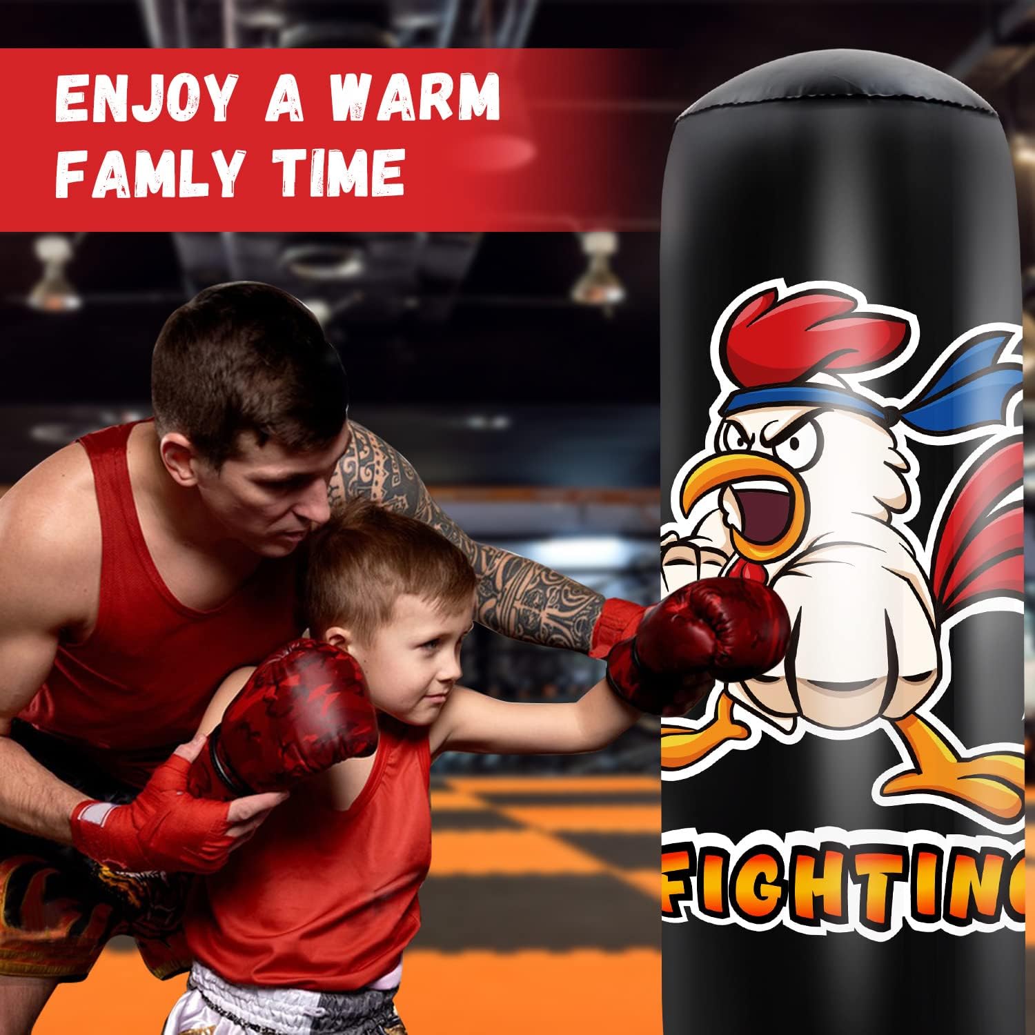 HITOP Punching Bag for Kids and Adult - 61" Extra Large Heavy Duty Inflatable Boxing Bag with Stand - Karate Gifts Stocking Stuffers for Boys Kids Men : Sports & Outdoors