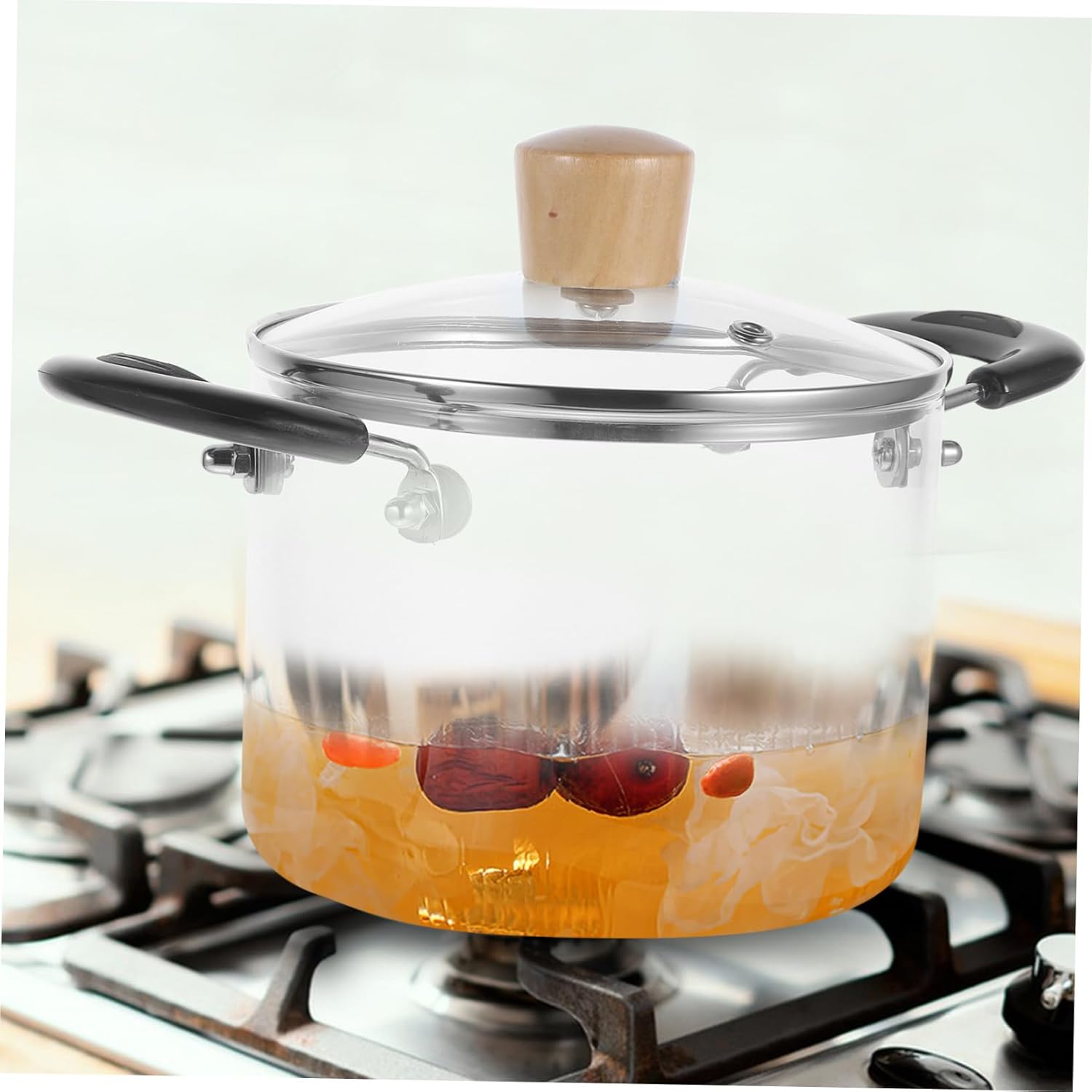 Glass Cooking Pot with Lid Heat-resistant Transparent Soup Pan for Home Kitchen Stew Cooker for Soups Milk and Versatile Cooking Methods