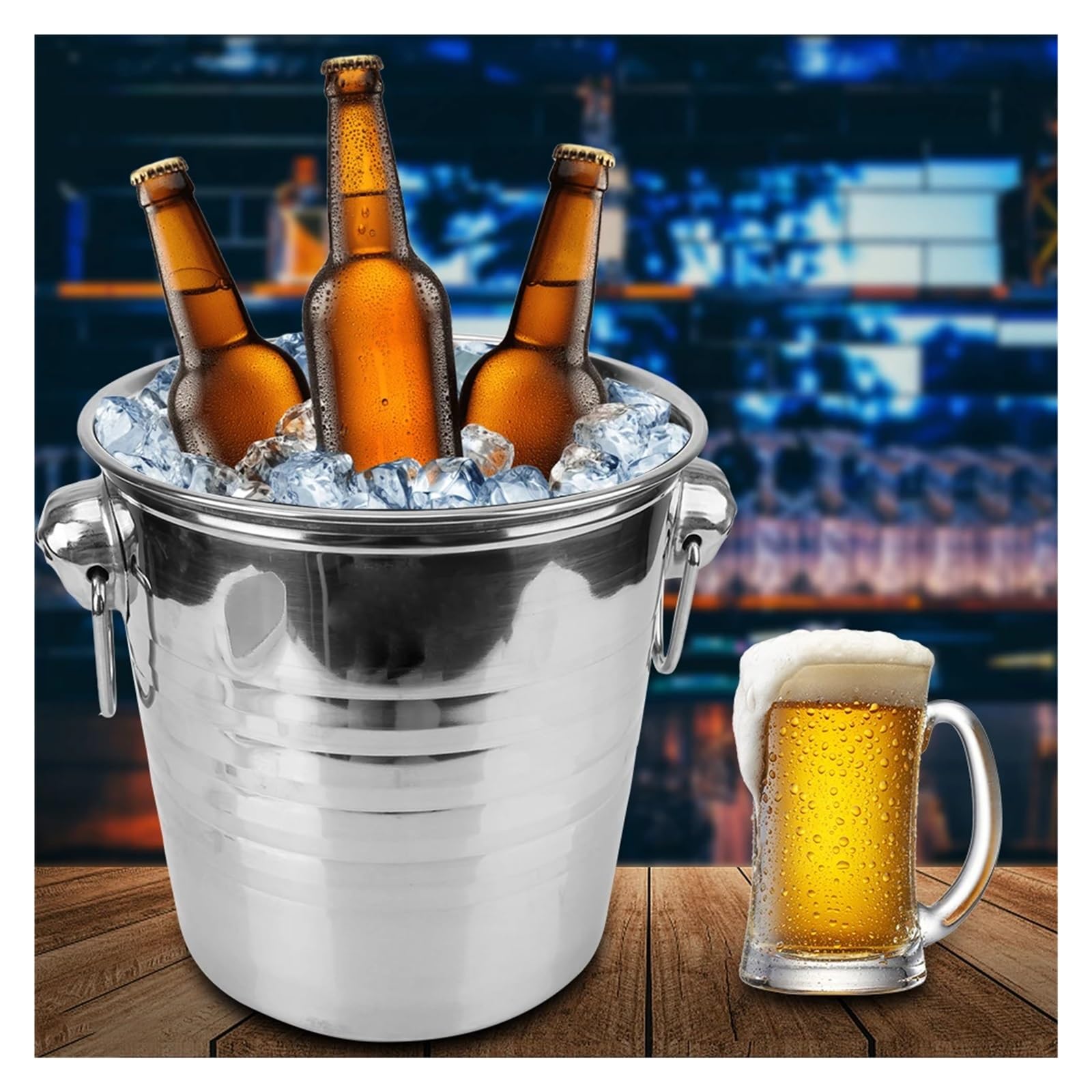 Secchiello refrigerante for Vino e Birra da 5 Litri in Acciaio Inox for cubetti di Ghiaccio for Bar KTV, Cucina, Feste, Bar, Champagne, Vino e Birra per Feste ed Eventi
