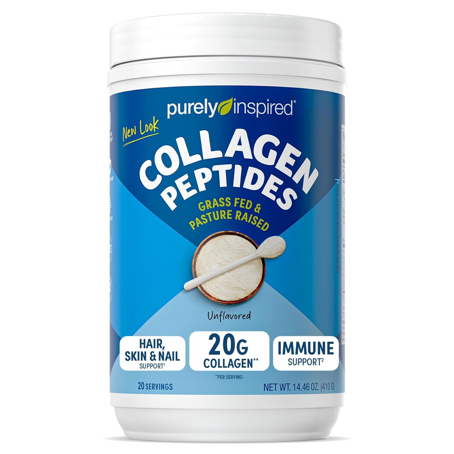Purely Inspired Collagen Powder Unflavored 20 Servings - 20g Collagen Peptides Protein Powder for Women Men - Grass-Fed