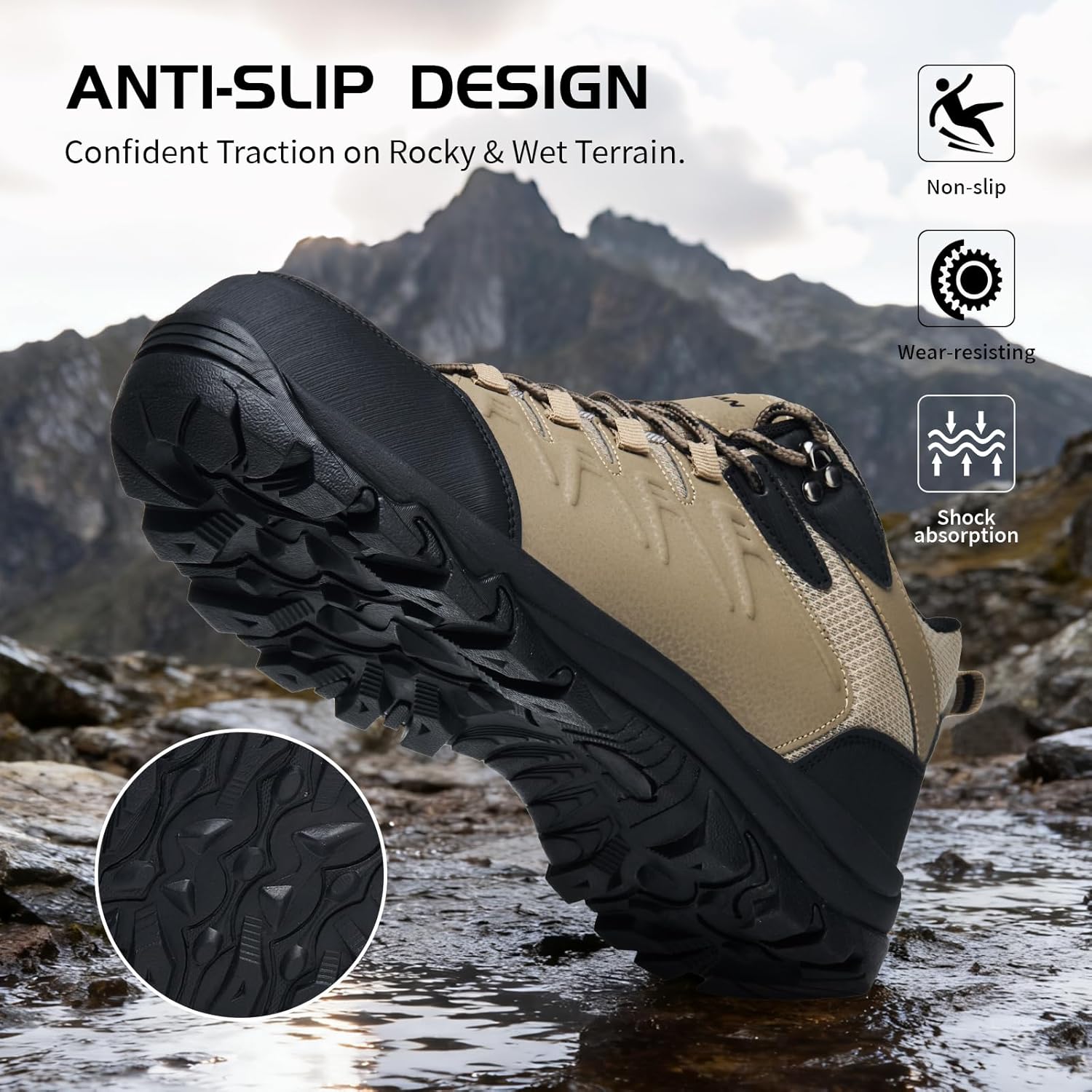 MENYBAN Waterproof Hiking Shoes Men Non-Slip Grip Ankle Support, Fashion Sneakers Tennis Walking Shoes Durable Comfort for Trekking, Trail Running, and Outdoor Adventures - Image 4