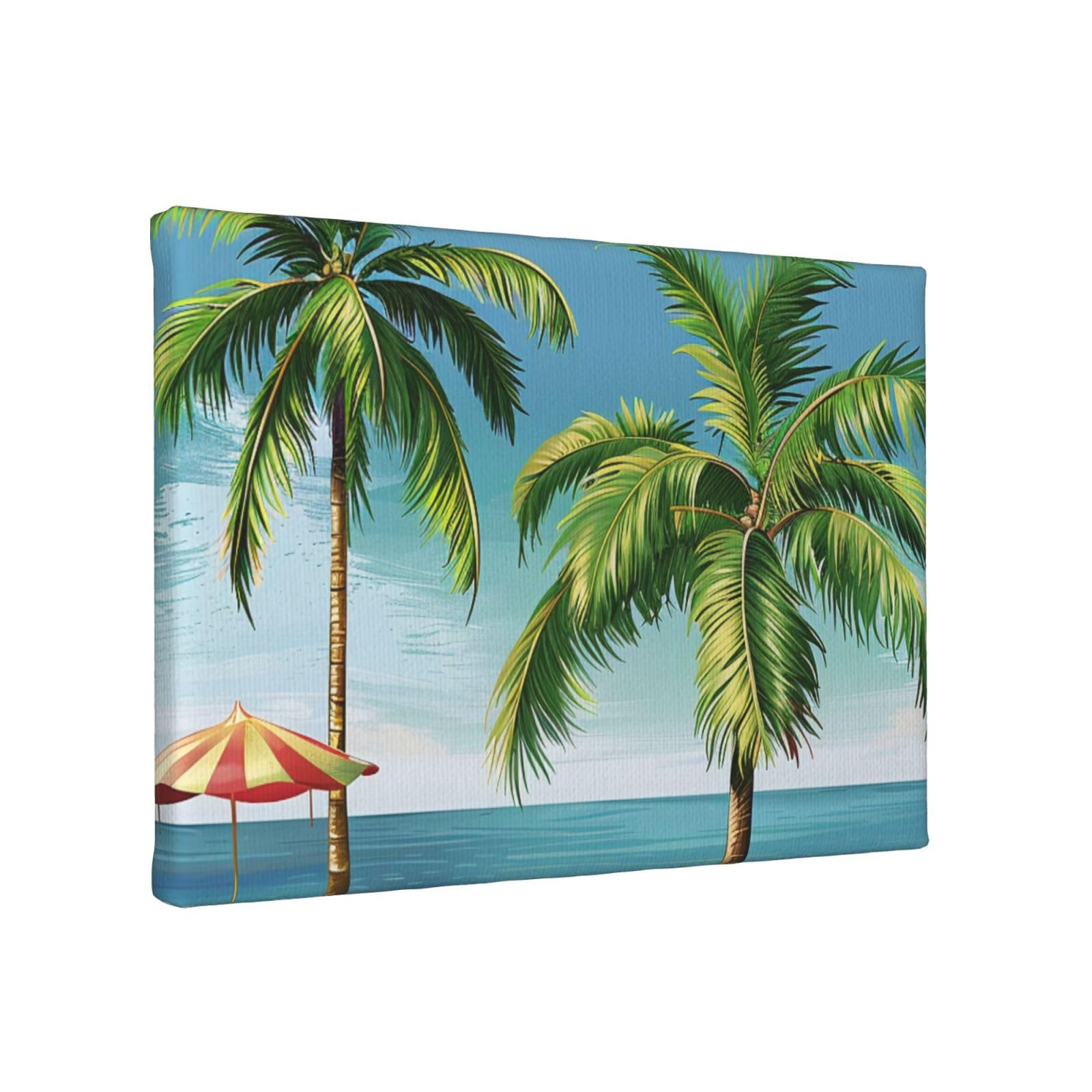 YKLJG Tropical Palm Tree Printed Wall Art Canvas Painting 30x20 CM Wooden Framed Picture Painting Artwork Prints for Bedroom Kitchen Home Office Decor