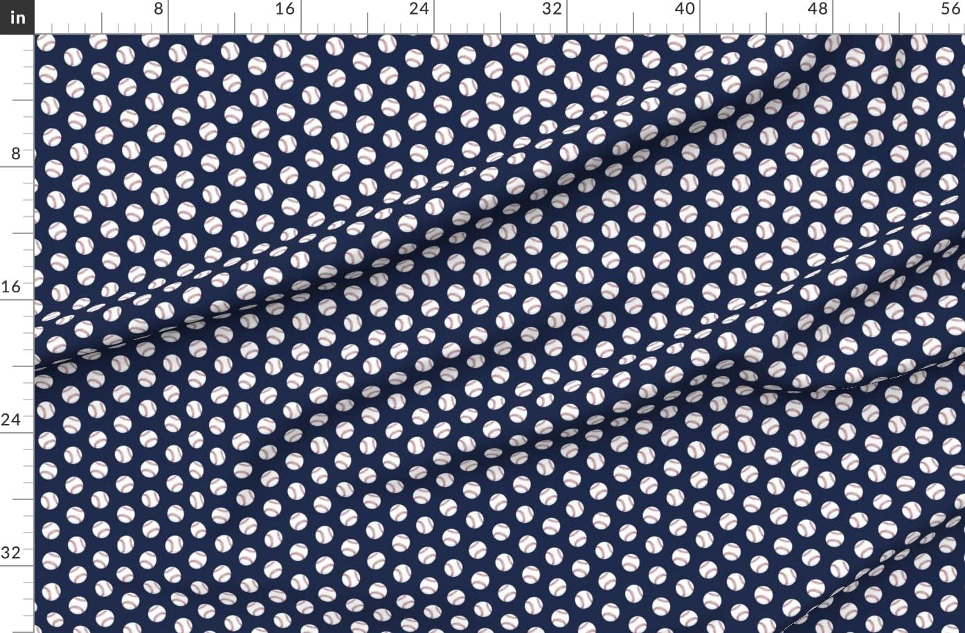 Spoonflower Fabric - Baseballs Dark Blue Navy Trendy Baseball Sports Spring Printed on Organic Cotton Sateen Fabric by The Yard - Sewing Quilting Apparel Home Decor