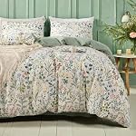 Koudi Colorful Floral Duvet Cover Set Twin 3pcs Country Style Graden Cute Floral Botanical Animals Duvet Cover for Girls Women 1 Duver Cover with Zipper Closure 2 Pillowshams