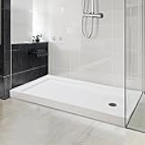 Garvee Shower Base 60'' L x 32'' W with Stainless Steel Drain, Shower Pan ＆ Tray with Non-Slip Texture, Center Drain