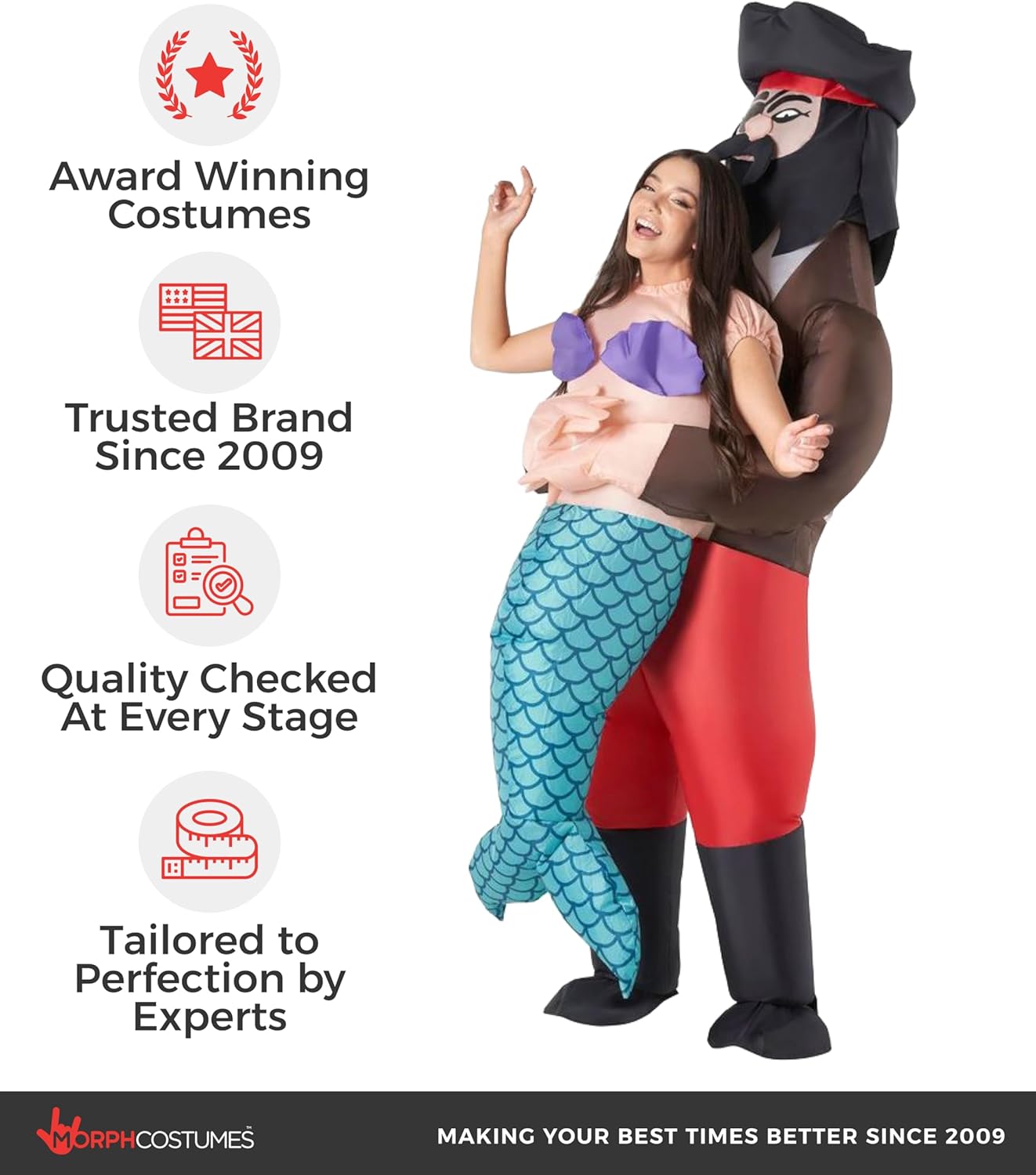 Morph Mermaid Costume Adult, Pirate Mermaid Costume Women, Inflatable Costumes for Adults, Blow Up Costumes for Adults