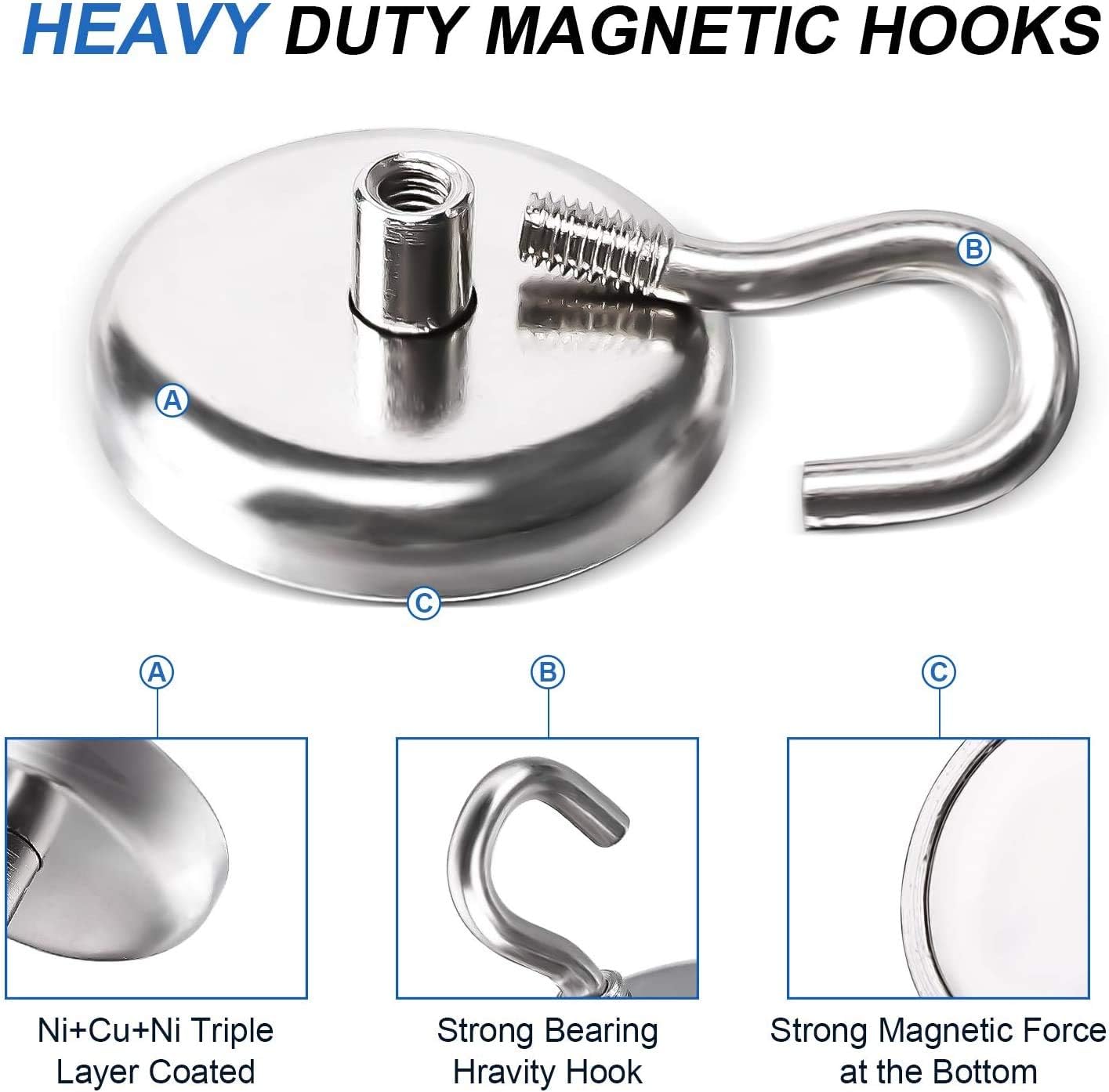Suреr Chеар 🛒 LOVIMAG 100LBS Heavy Duty Magnetic Hooks, Strong Neodymium Magnet Hooks for Home, Kitchen, Workplace, Office etc, Hold up to 100 Pounds - 12pack Buу 1 gеt 1 🔥 LOVIMAG 100LBS Heavy Duty Magnetic Hooks, Strong Neodymium Magnet Hooks for Home, Kitchen, Workplace, Office etc, Hold up to 100 Pounds - 12pack