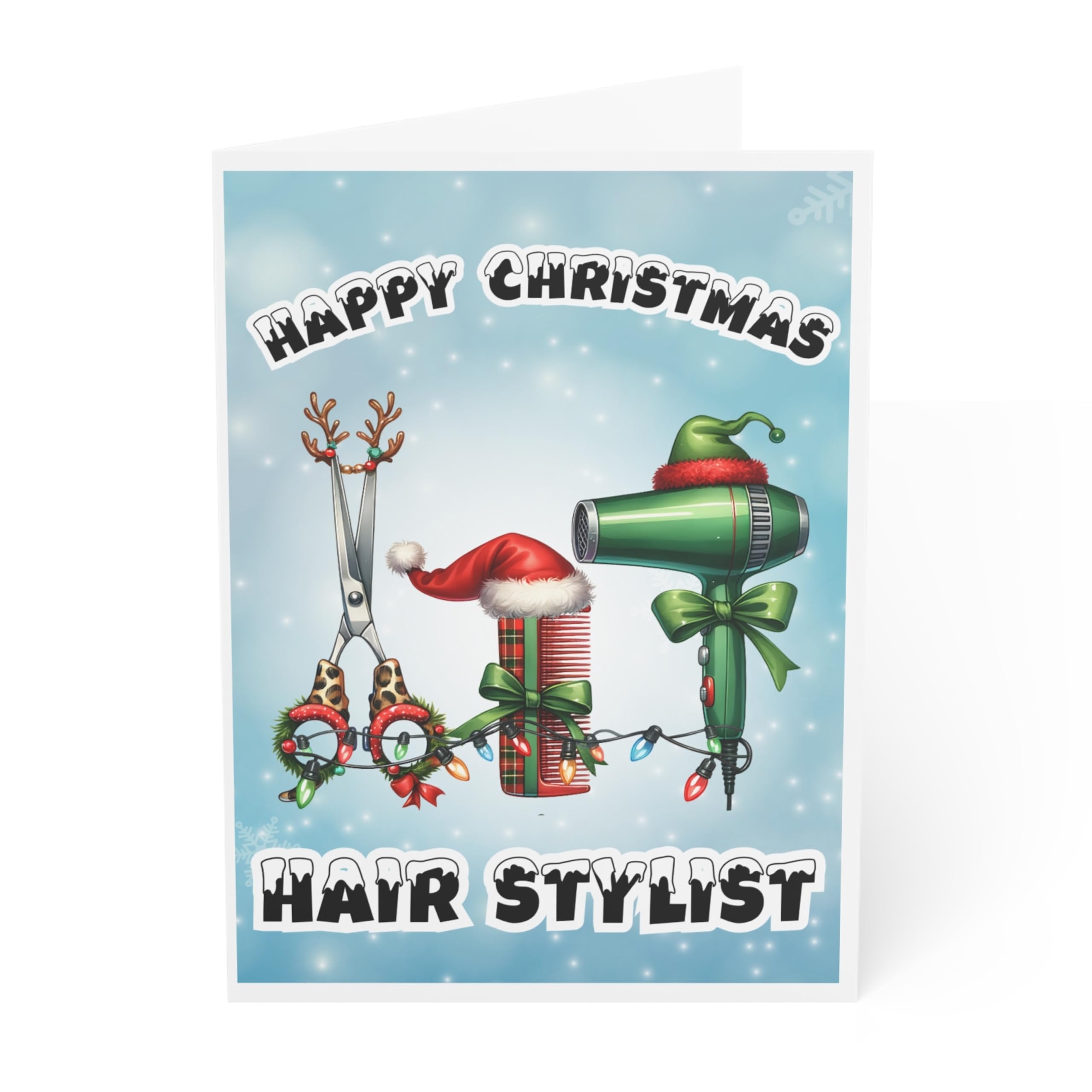 J&J'S TOYSCAPE Hairdresser Christmas Card, Christmas Card for Barber, Hair Stylist, Hair Salon, 5x7 Card with Envelope, Blank Inside (Swan)