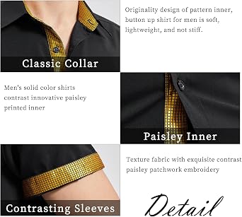 Enlision Mens Short Sleeve Dress Shirts Solid Color Regular Fit Shirt Casual Button Down Business Shirts with Pocket