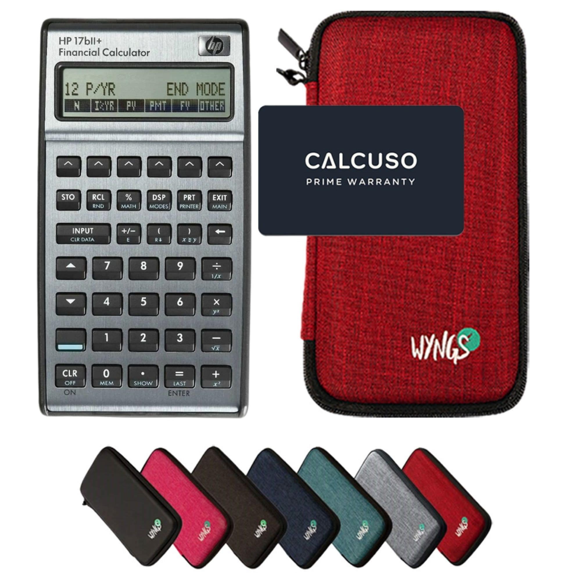 HP 17bll+ con Funda Protectora WYNGS Rojo - Calculadora Financiera - Paquete Básico