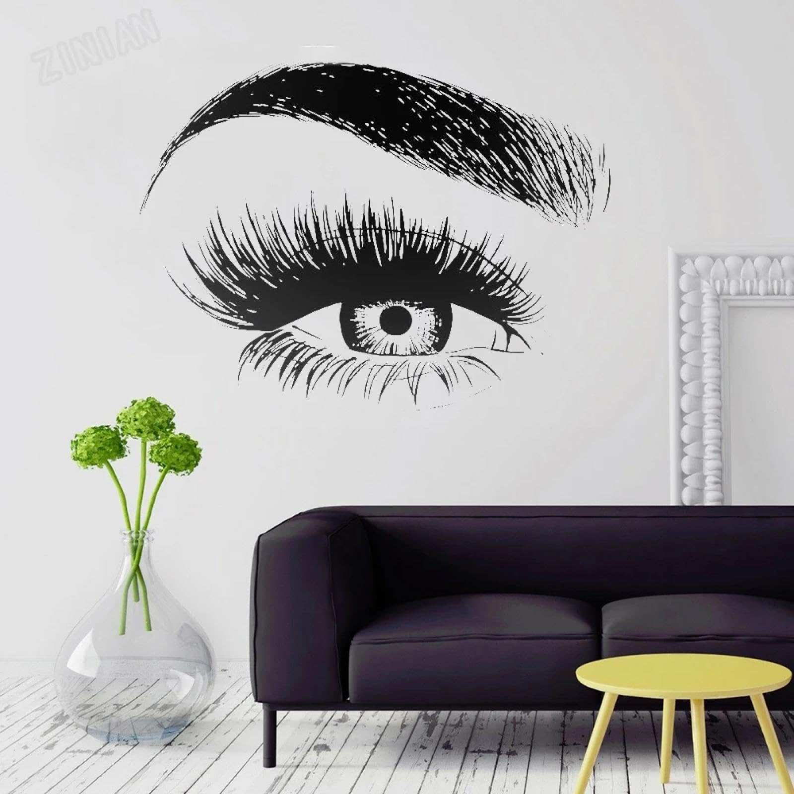 WEIMEIJIE Eyelash and Eyebrow wall Stickers, Beauty Salon Vinyl wall Stickers, Cosmetic Shop Decorations, Girl's Room wall Art Stickers