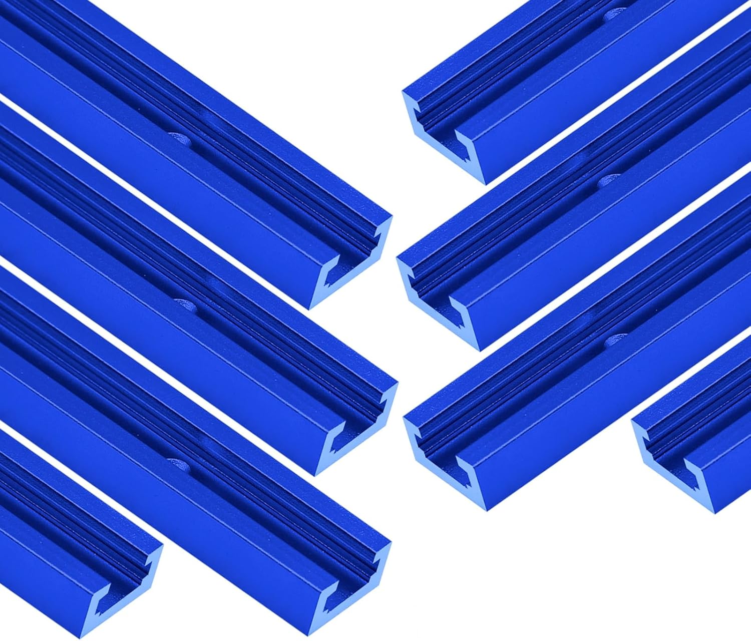 8Pack 12" T-Track for Woodworking Blue Double-Cut | 12 inch Universal Aluminum T Tracks Blue