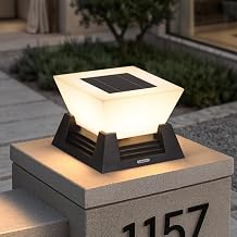 Solar Post Lights, 11'' Pillar Light Fixture, Waterproof Dusk to Dawn Fence Column Lantern, 3000K LED Outdoor Column Lights, Post Cap Lamp Outdoor Lighting for Patio Garden Driveway Deck Yard