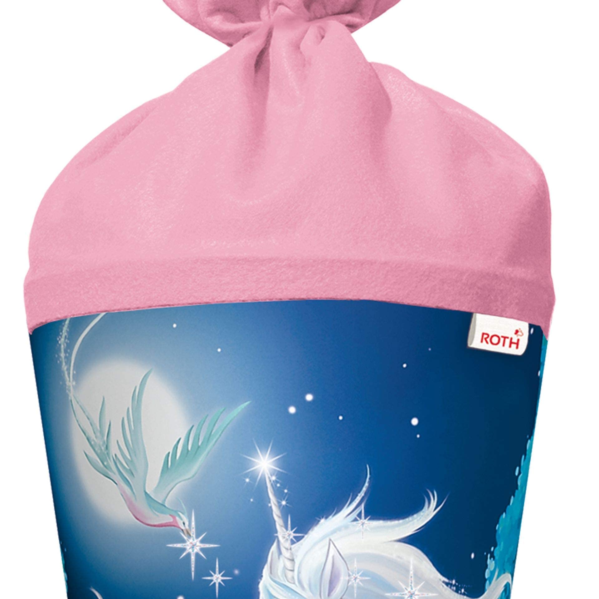 ROTH Cono scolastico grande unicorno lunare 70 cm – Glitter rosso con tappo in feltro