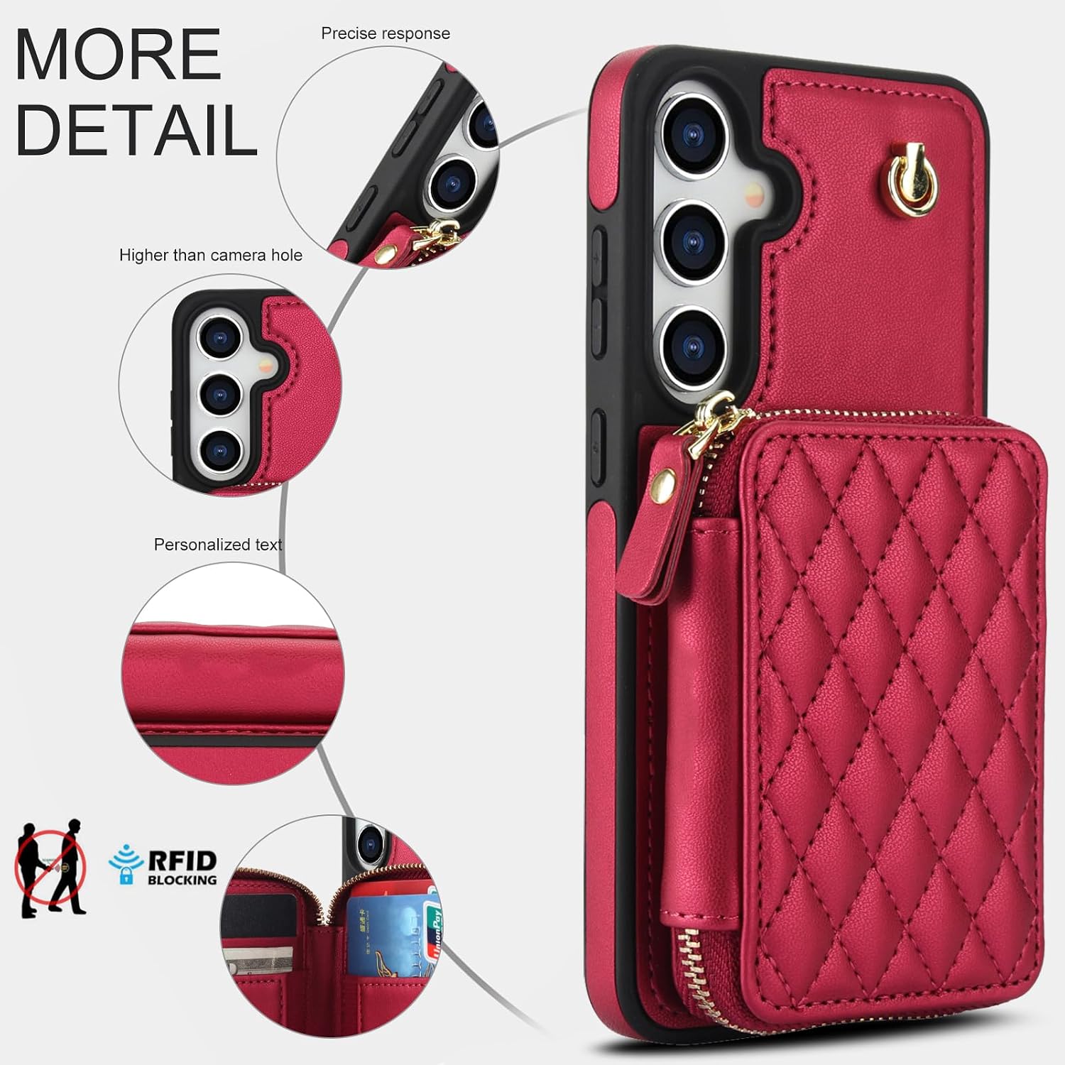 Asuwish Phone Case for Samsung Galaxy S25 FE 5G Wallet Cell Cover with Tempered Glass Screen Protector Wrist Crossbody Strap Stand RFID Blocking Card Holder Slot S 25 EF S25FE 25S 25FE Women Girls Red