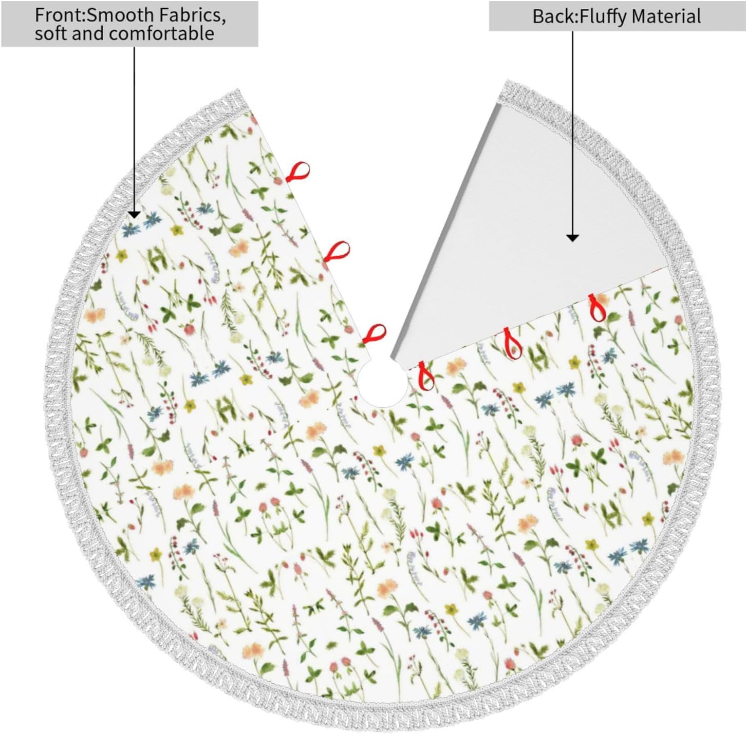 タッセル付きクリスマスツリースカート クリスマスツリーマット ベースカバー オーナメント フェスティバルパーティーデコレーション 季