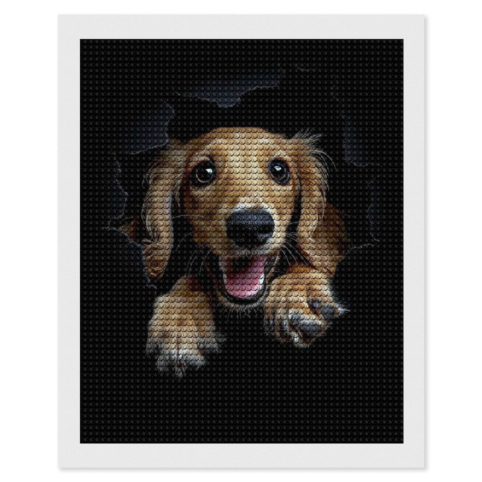 Junmoney Saluki Diamond Painting Set 16"x20", Stress Relief Craft, Easy to Enjoy, Vintage Style Decor, Festive Craft Gift