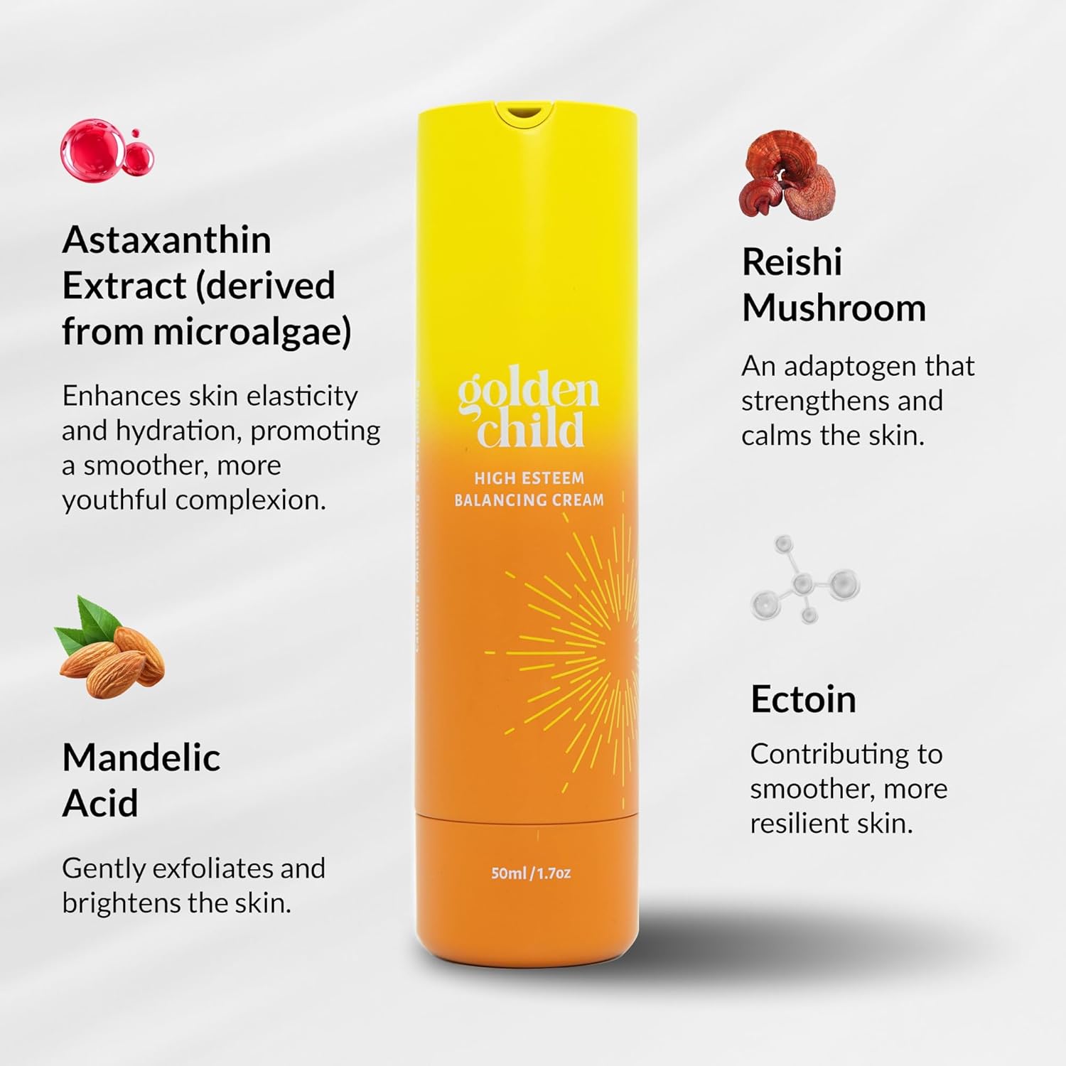 Goldem Child - High Esteem Balancing Cream - Lightweight Hydrating Face Cream for Sensitive, Dry Skin. Soothes Redness, Strengthens Skin Barrier. 50ml/1.7 oz