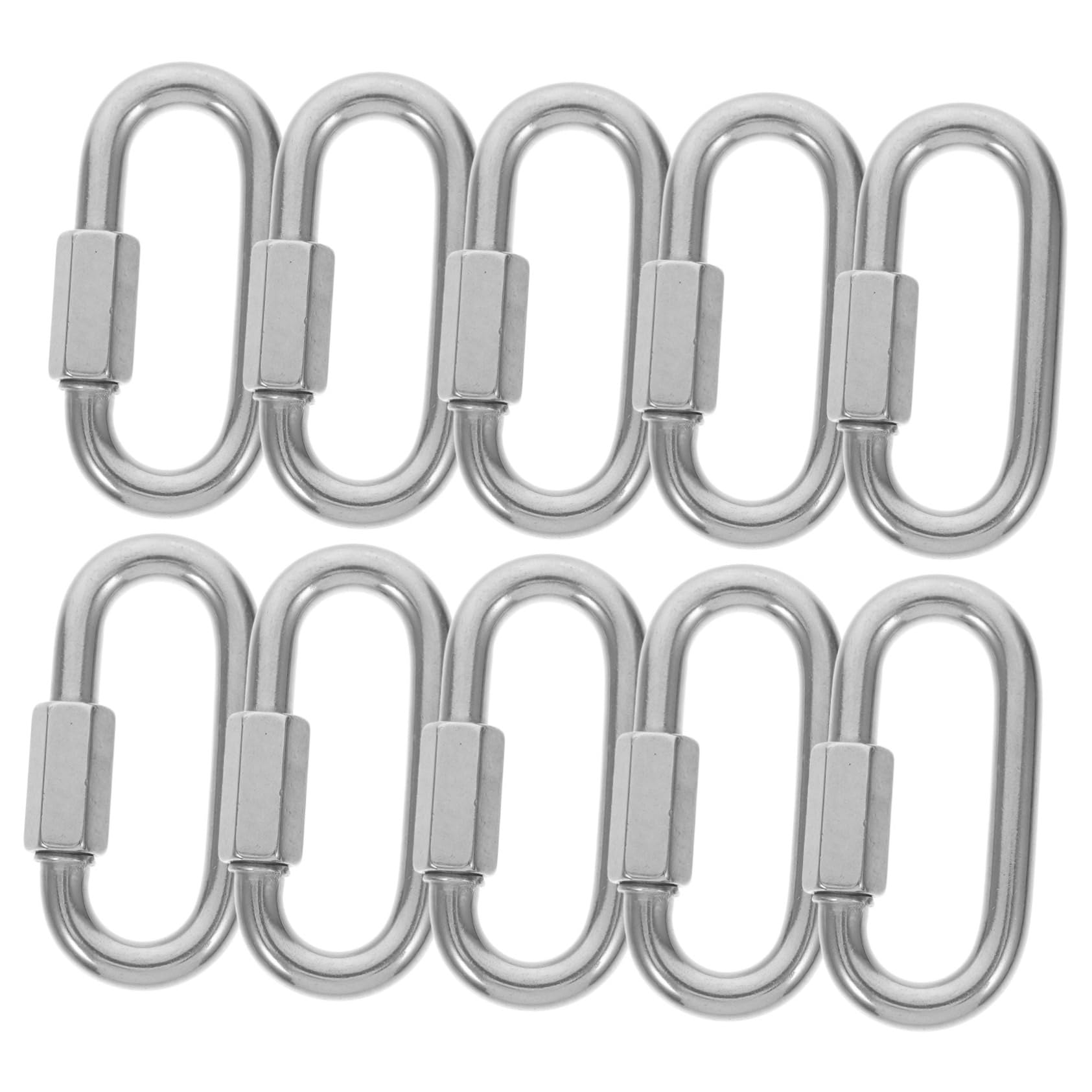 Conector de Cadena en Forma de D de Acero Inoxidable 10 Piezas | Cierre Rápido, Acabado Plata, Uso en Montaje y Aviación, Conexión Segura y Resistente
