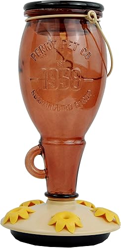 Miniatura 10 de Perky-Pet 9104-2 - Comedero de colibríes de vidrio con relleno superior de oro rosa, capacidad de 24 onzas