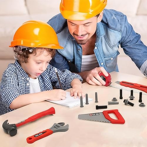 Miniatura 8 de Juego de herramientas para niños, 55 piezas, juego de herramientas para niños, juguetes para niños con caja de herramientas y taladro de juguete