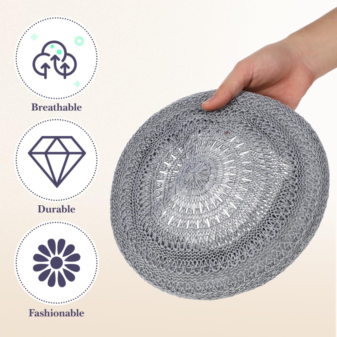 Crochet Beret Hats Summer Beret Women Woven Berets Women Bohemia Hat Crochet French Berets for Women Girls - Image 4