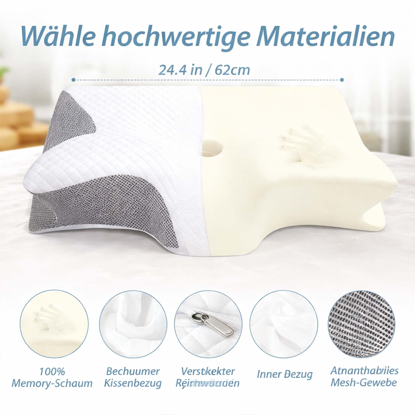 Curo Sleep Kissen Original, 2026 Neu Curo Sleep Kissen, Memory Materialien Werden Verwendet für SeitenschläFer Geeignet, RüCken und Bauchlage, Atmungsaktiv Bezug Waschen, Schmerzlinderung (Schwarz)