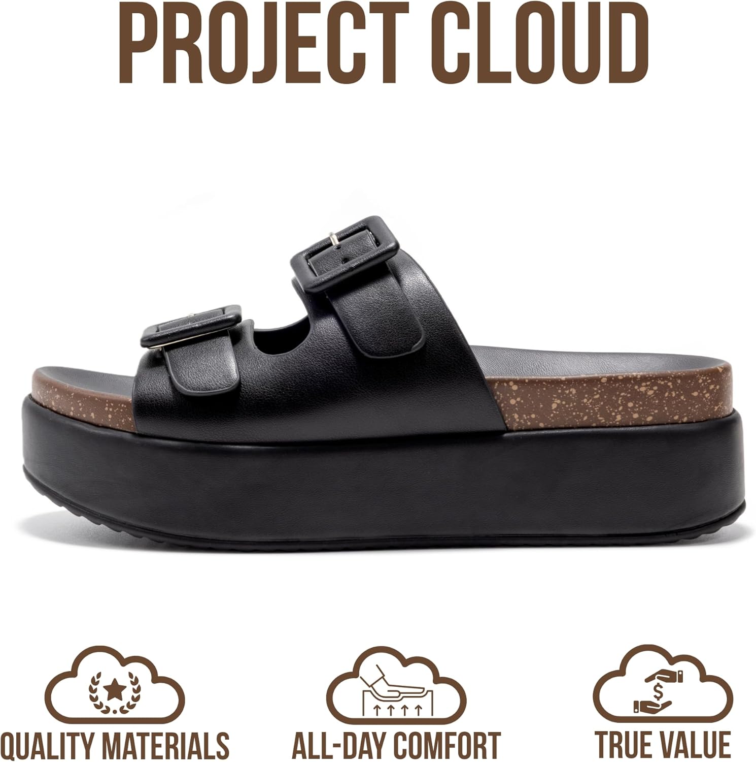 Project Cloud Platform Sandals Women - Plush & Soft Insole Wedge Slides for Women Footwear - Beach Essential Wedge Sandals for Women 2026 (Softy)