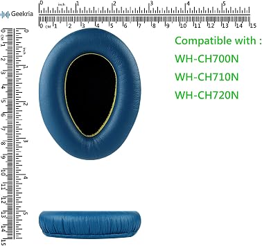 Geekria Replacement Ear Pads Compatible with Sony WH-CH700N, WH-CH710N, WH-CH720N Headphones, Ear Cushions with Video Guide (Blue)