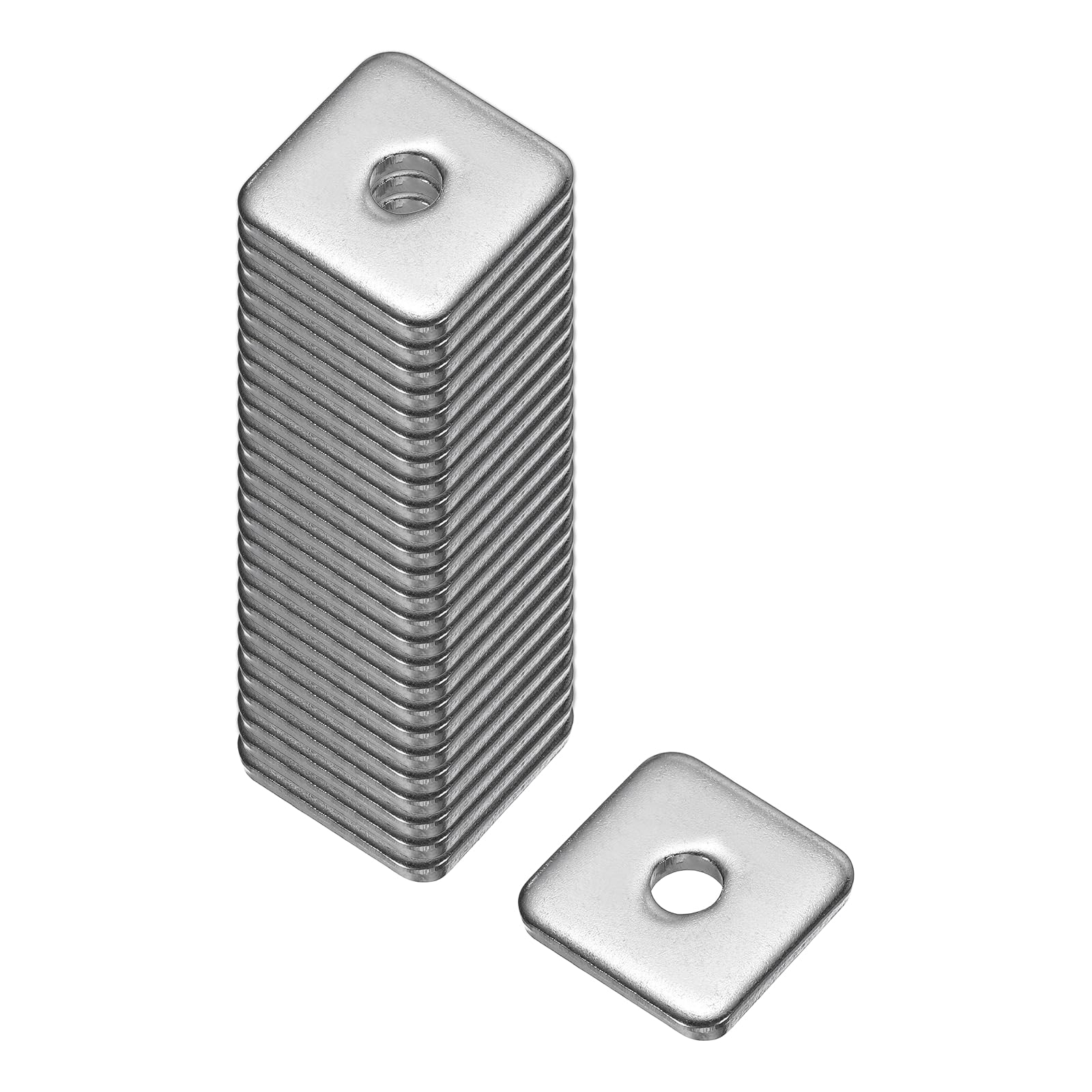 sourcing map Square Washer, 25Pcs M5x20x20x3mm 304 Stainless Steel Square Plate Washers Flat Pad Spacer Gasket for Hardware Fastener