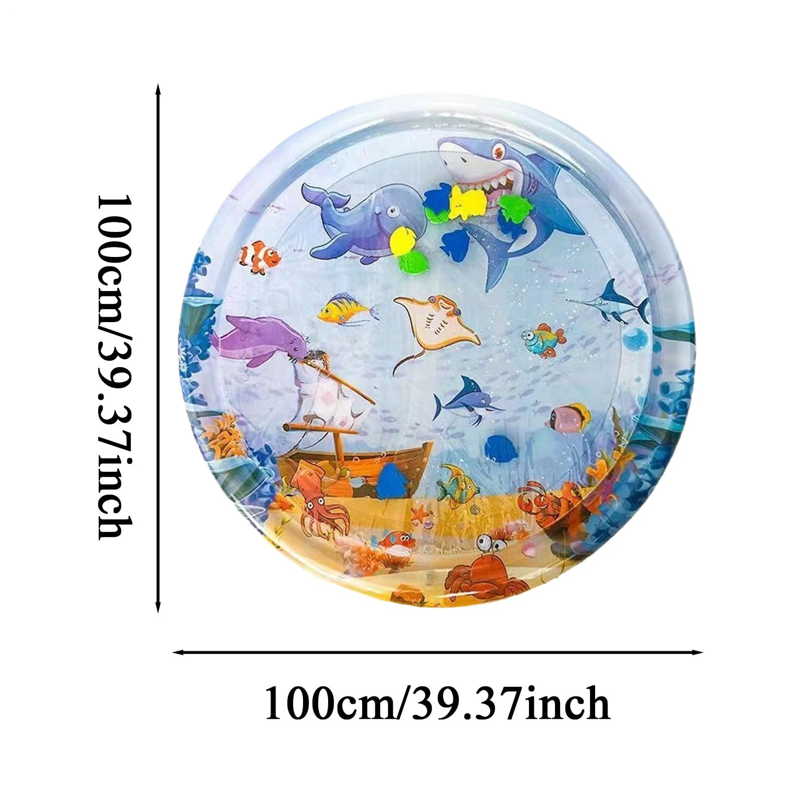 Letto Ad Acqua Per Animali Domestici, Tappeto Sensoriale Ad Acqua, Cuscino Da Gioco Per Gatti,materasso Ad Acqua Rinfrescante Con Gonfiatore, 100Cm, Rotondo