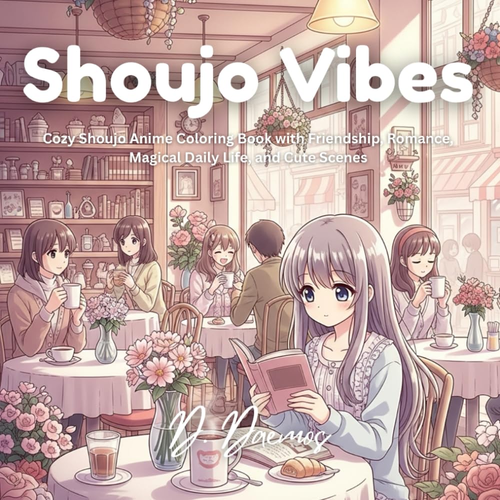 Shoujo Vibes: Cozy Shoujo Anime Coloring Book with Friendship, Romance, Magical Daily Life, and Cute Scenes