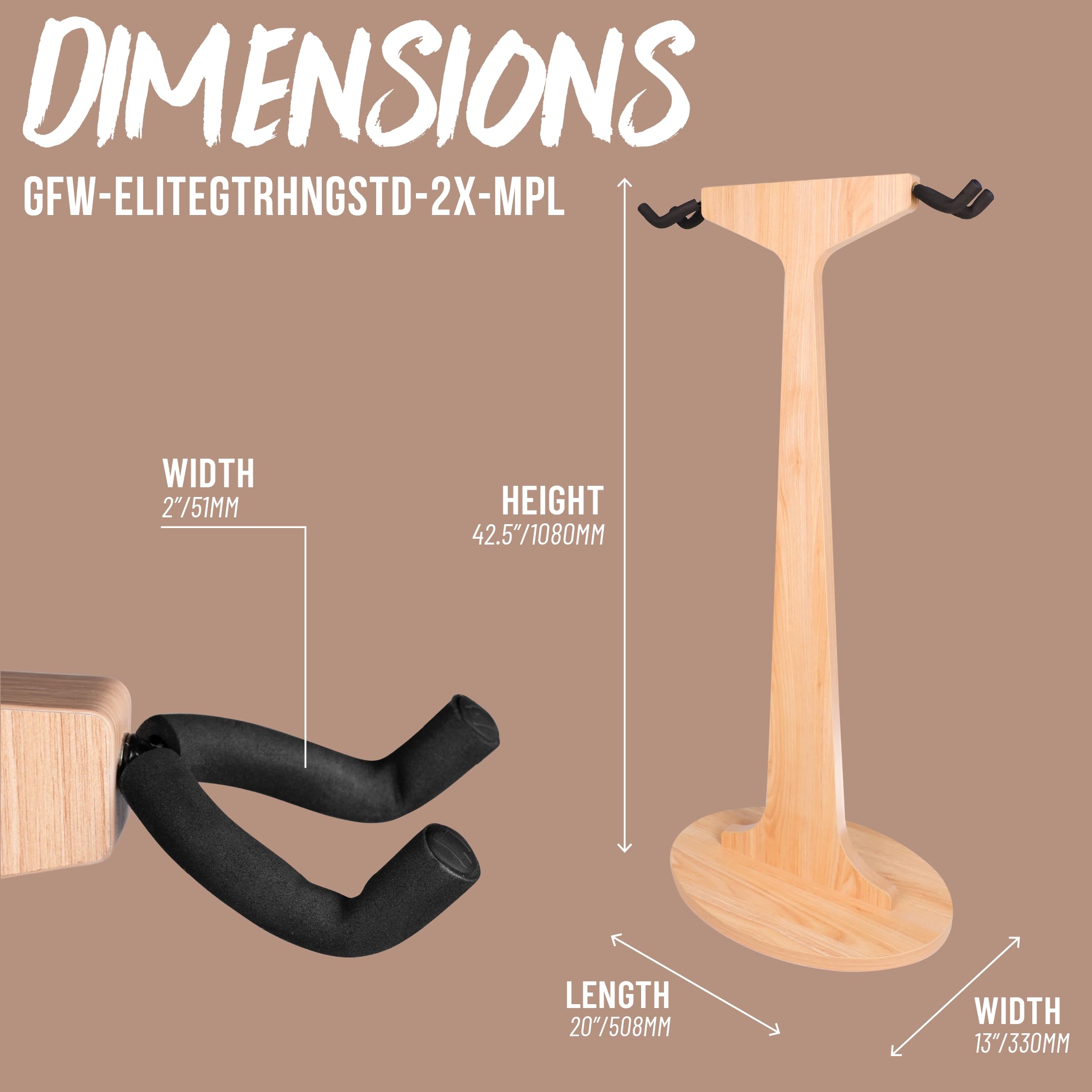 Gator Frameworks Elite Series Doppel-Gitarrenständer, Ahorn Natur (GFW-ELITEGTRHNGSTD-2X-MPL)
