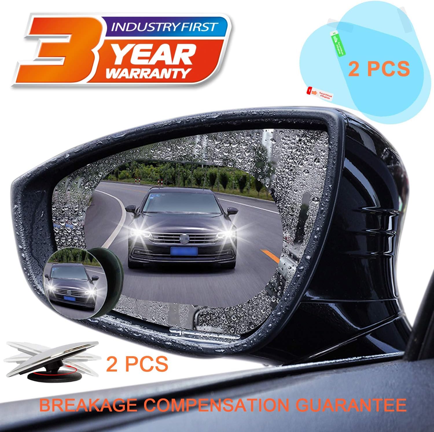Blind Spot Mirror Car Rear View Mirror Film Waterproof Convex Rear View Mirror Best Blind Spot Mirror HD Glass Framless 360 Adjustable Round Car Accessories for Cars Trucks Van Motorcycles