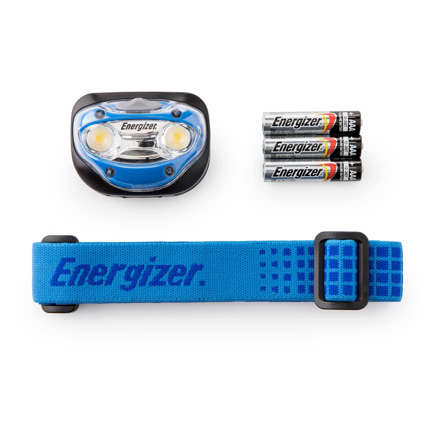 Energizer MAX - Frontal Deportivo de 200 lúmenes Funciona con 3 Pilas AAA, Interruptor Deslizante de encedido y Apagado, Dos Modos de iluminación Intenso y Suave