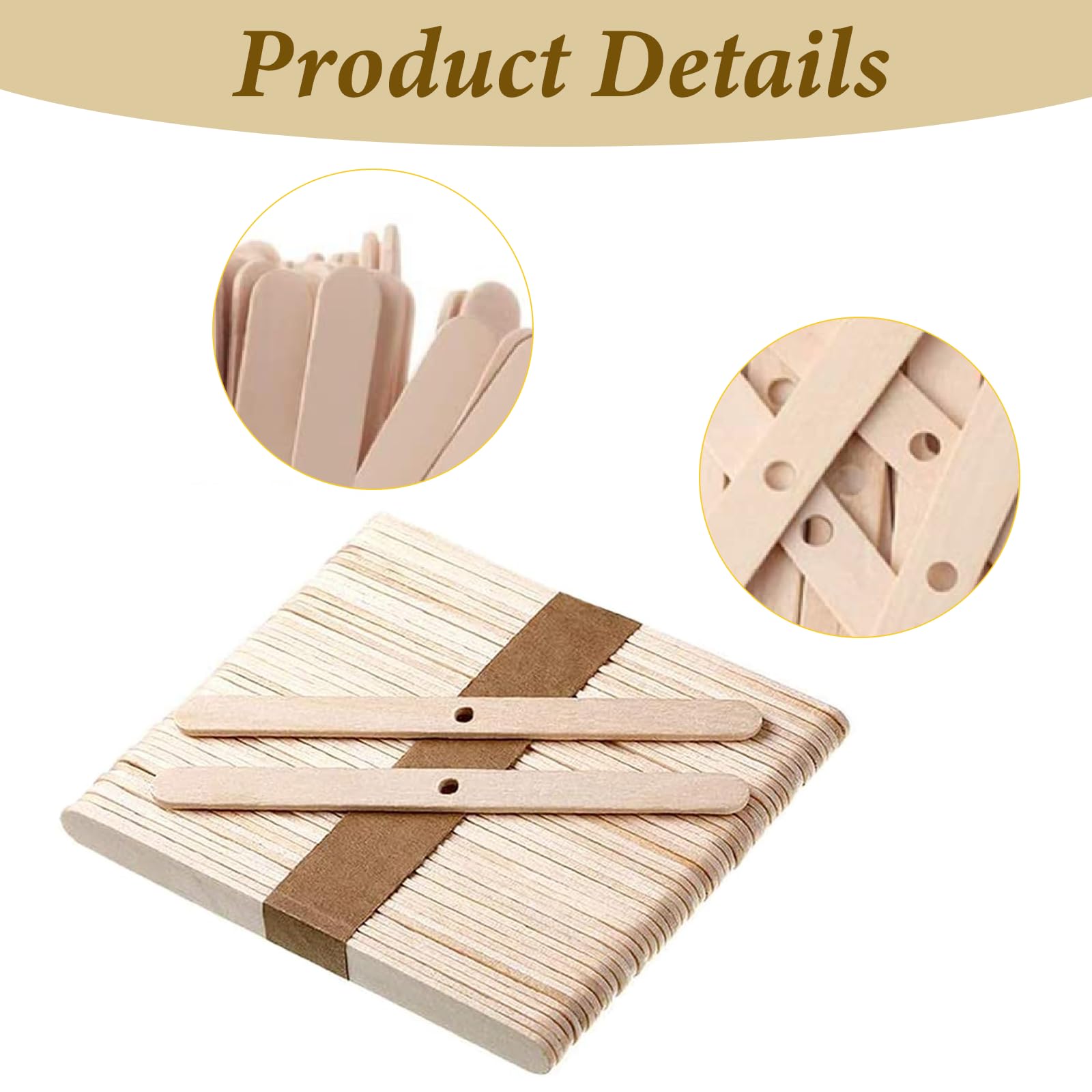 100 Barres De Mèche à Bougie En Bois - Supports 7 Trous Pour Fabrication Bougies DIY - Accessoires Candle Making