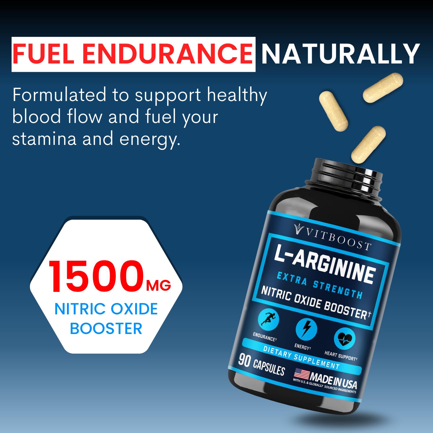 VITBOOST L Arginine Capsules with L-Citrulline 1500mg, 30 Days Supply, 90Ct — Amazon image 5