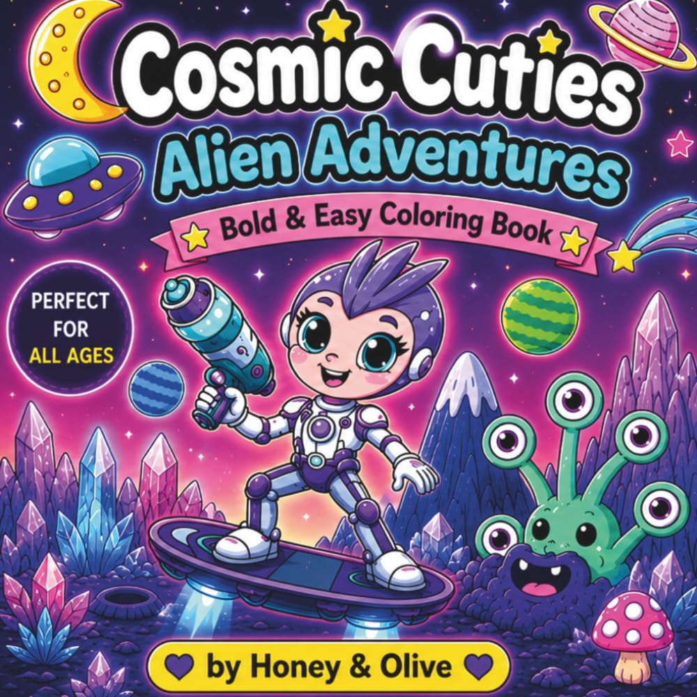 Cosmic Cuties Alien Adventures: Bold & Easy Coloring Book