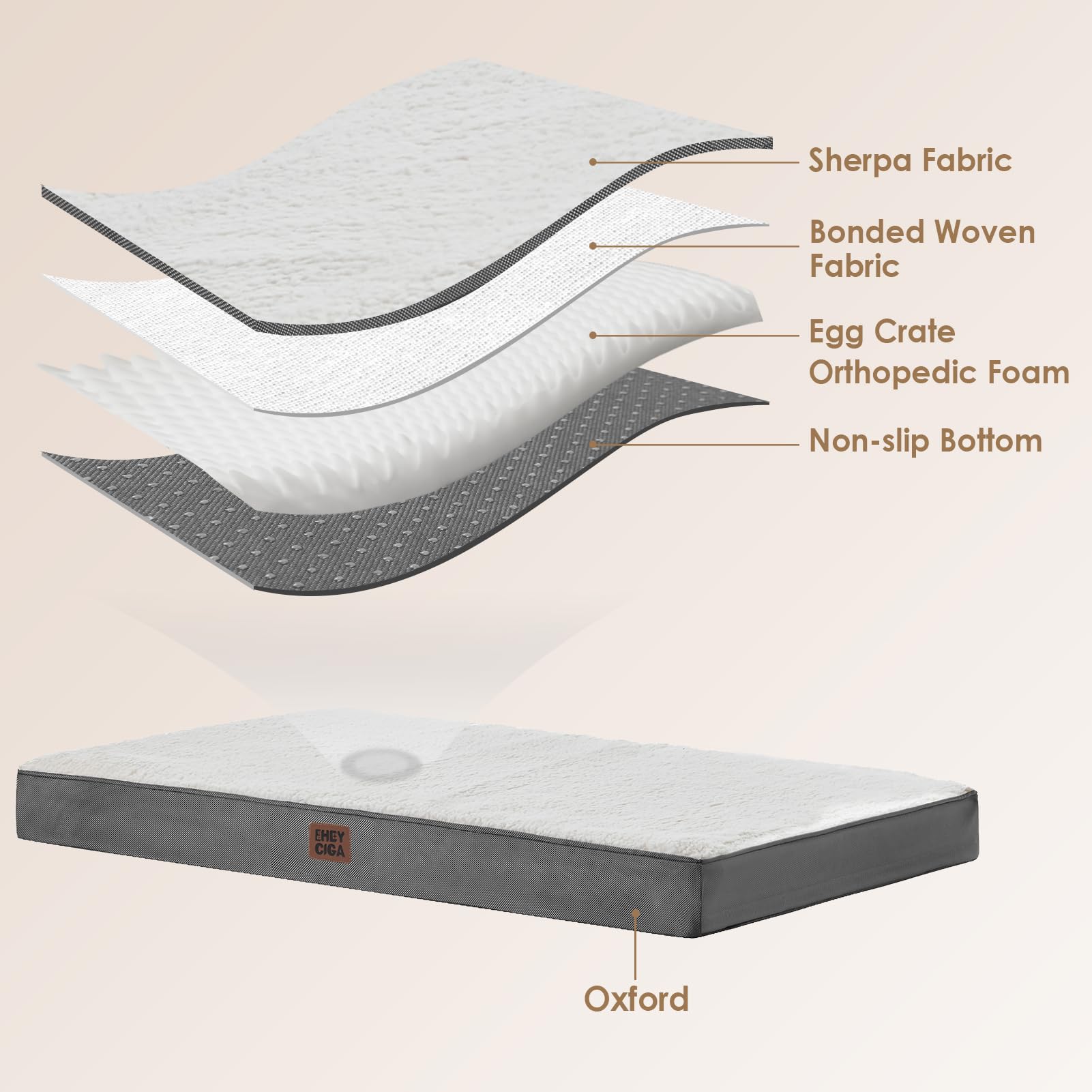 EHEYCIGA Cuccia Cane Interno Taglia Grande XL, (104L x 69W cm) Ortopedica Cuscino per Cani, Cuscino Cane Sfoderabile e Lavabile, Ortopedico Lettino per Cani, Orthopedic Dog Bed, Bianco