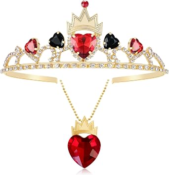 مجموعة مجوهرات Descendant Red Crown with Black Hearts Descendant 4 Rise of Red Cosplay Headband للديكور النسائي