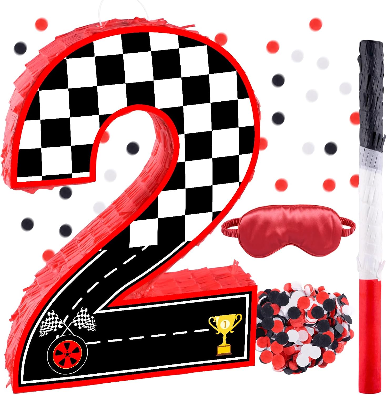 Amazon.com: 16 Inch Number 2 Race Car Pinata with 16 Inch Piñata Stick ...