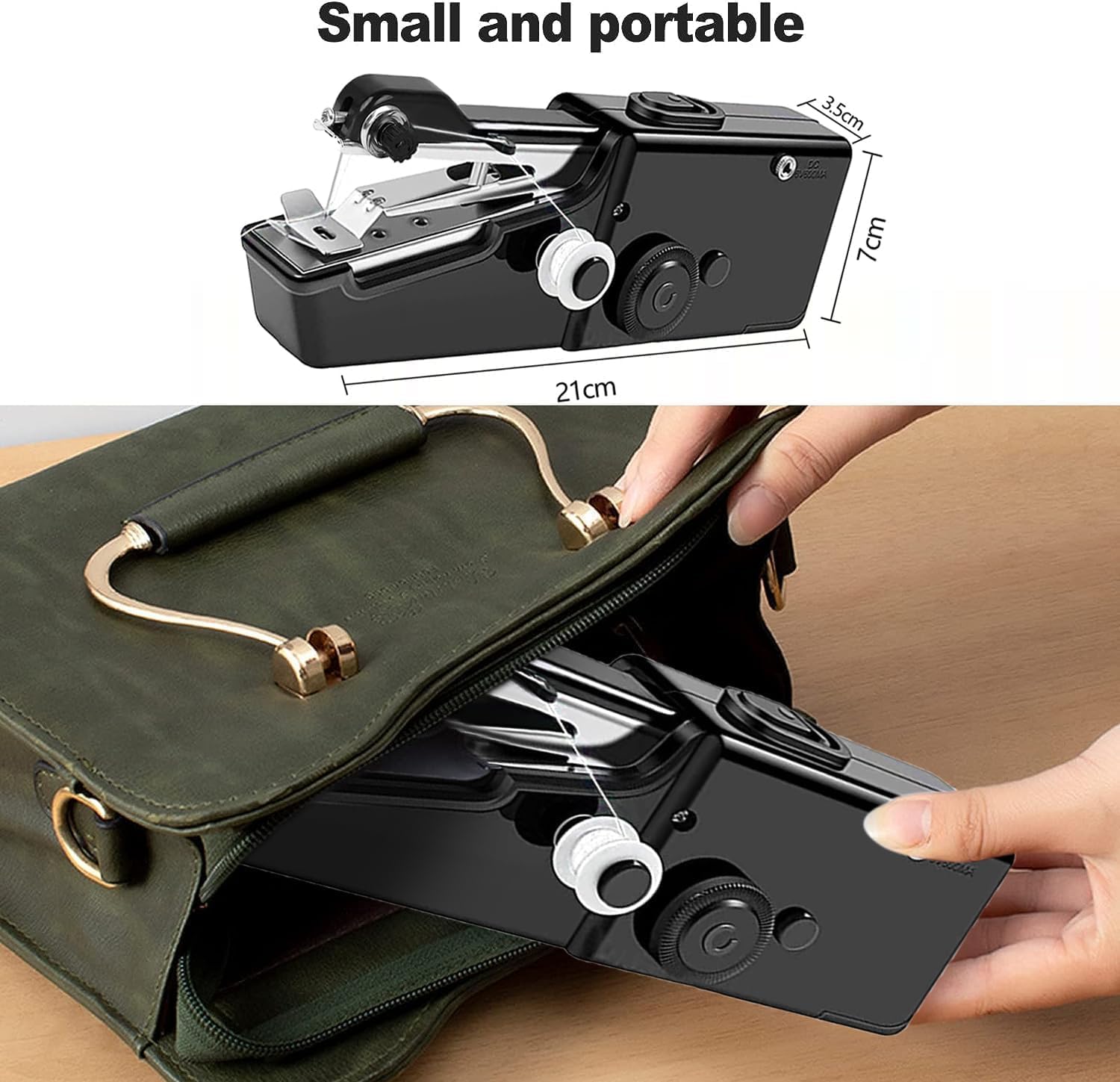 Macchina da Cucire Portatile, Macchina Per Cucire Professionale Mini Elettrica Handheld Sewing Machine per Principianti, Cucitura Rapida adatta per Vestiti, Tende in Tessuto, Fai da te