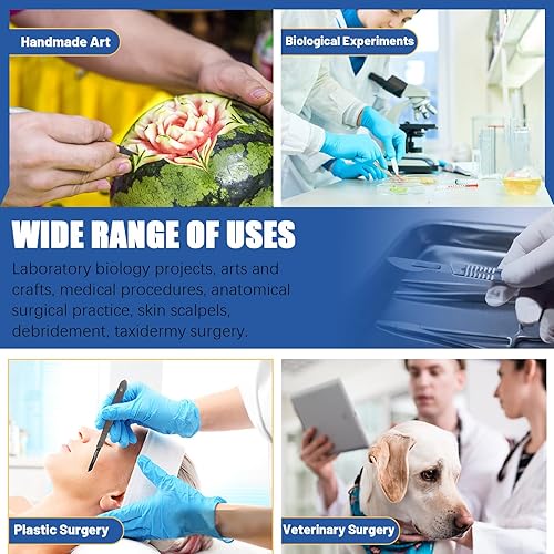 Miniatura 7 de Glarks Juego de 52 cuchillas de grado quirúrgico con mango, 50 piezas #20 #21 #22 # 23 # 24 hoja quirúrgica desechable con hoja de bisturí estéril