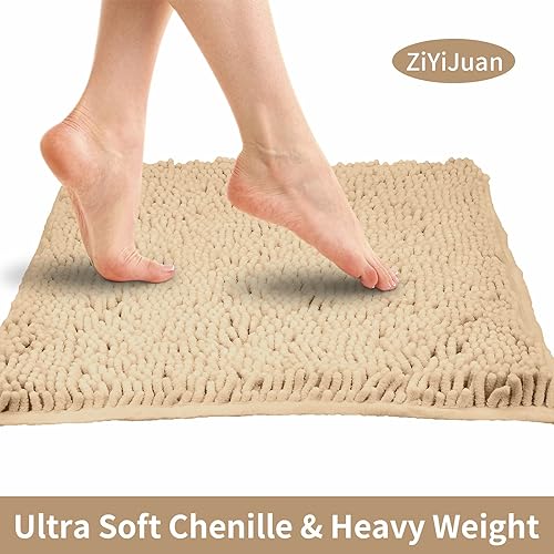 Miniatura 4 de ZiYiJuan Alfombras de baño, superabsorbentes, lujosas, de felpilla, suaves, duraderas, antideslizantes, lavables para bañera, ducha, baño (beige, 20