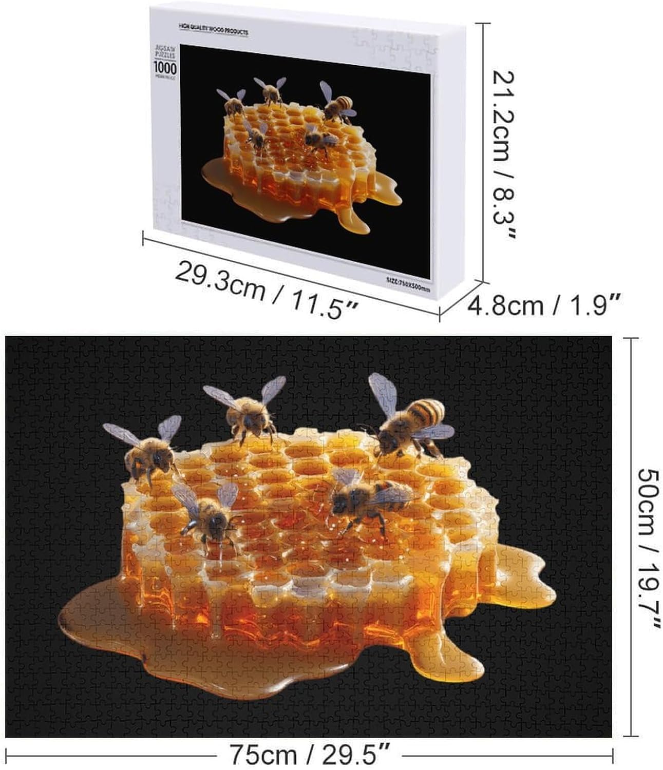 Honeycomb Bee Puzzles for Adults 1000 PCS Wooden Jigsaw Puzzle Wall Decor Christmas