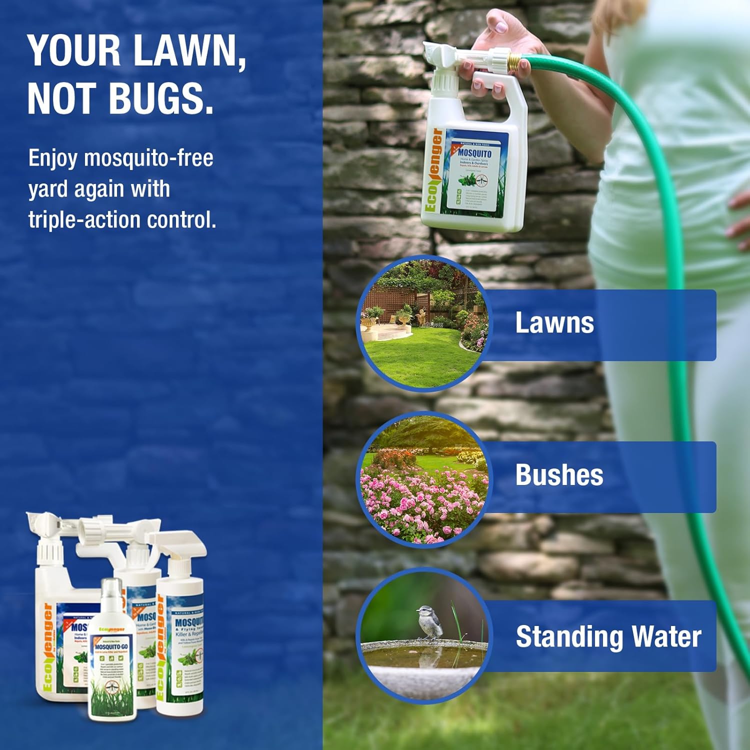 EcoVenger by EcoRaider Mosquito Control Triple-Action Hose-end Spray 32OZ, Kills All Stages+ Larvae Control+ Lasting Repellency, Citrus Scent, Non-Toxic Child-&-Pet-Safe - Image 8