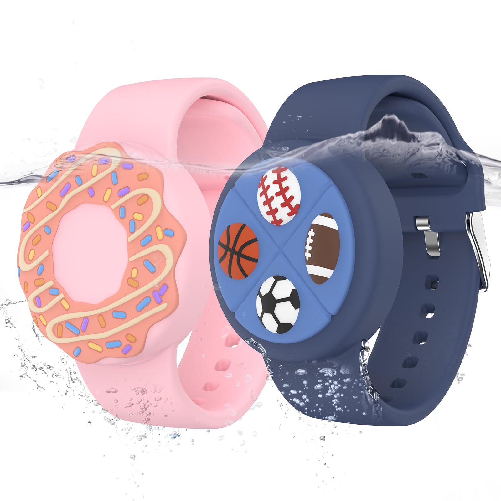 Waterproof AirTag Bracelets for Kids, Hidden Silicone Wristbands, 2 Pack